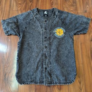 Golden State Warriors Starter Denim Baseball Jersey Mens S NBA Urban Outfitters